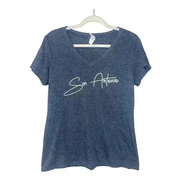 San Antonio Women's Blue V-Neck T-Shirt, Large - Picture 1 of 6